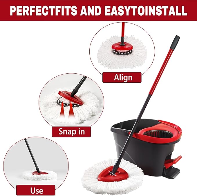 15 Pack Spin Mop Replacement Heads, Mop Replace Head Easywring 1-Tank System, Mop Head Replacement for Hardwood Floor Cleaning, Machine Washable and Easy to Replace