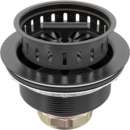 BOTEMY B9171 Bronze Kitchen Sink Drain Kit 3 1/2 Sink Strainer for Kitchen Sink with Stainless Steel Strainer Stopper Drain Assembly Basket Strainer Fit Standard Sink Drain Hole