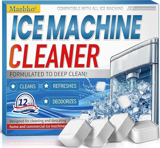 Ice Machine Cleaner Maker Descaler - 12 Unscented Clean Tablets Compatible with Opal, Kitchenaid, GE Profile,Nickel Safe Scale Remover for Countertop, Nugget Ice Makers