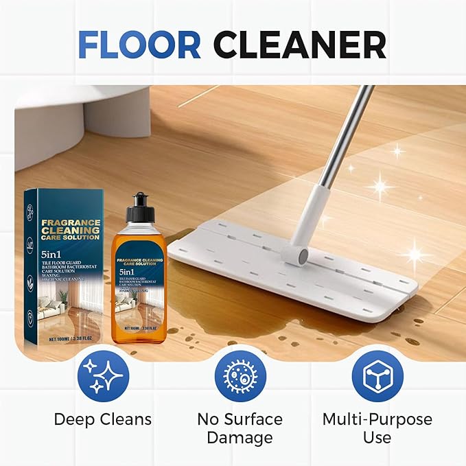 5 in 1 Floor Cleaner, 2026 New 5 in 1 Fragrance Cleaning Care Solution, Dual-Action Stain and Odor Remover for Hardwood Floors, Natural Shine for Mopping Home Kitchen Bathroom (1 Pcs)