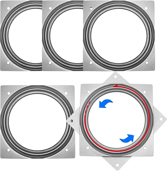 5 Pack Square Rotating Plate 500 lbs Capacity 6 Inch Lazy Susan Turntable Hardware Square Plate Bearings Swivel Plates for Serving Trays, 360° Chair, Cabinet, Craft Project