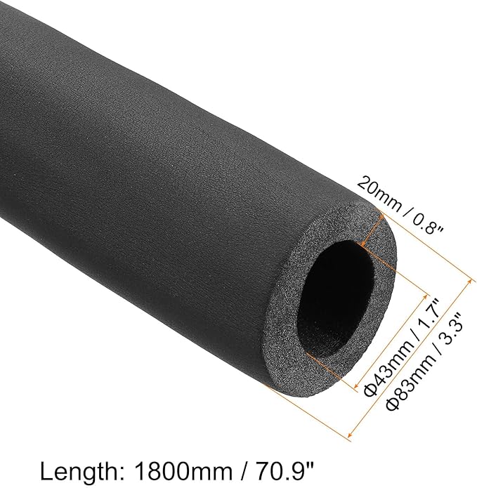 PATIKIL 70.9" L x 1-5/8"ID x 0.8" T Pipe Insulation Foam Tube, Water Pipe Insulation Tubing Heat Preservation for Plumbing Water AC Pipe Sprinkler Spigot, Black