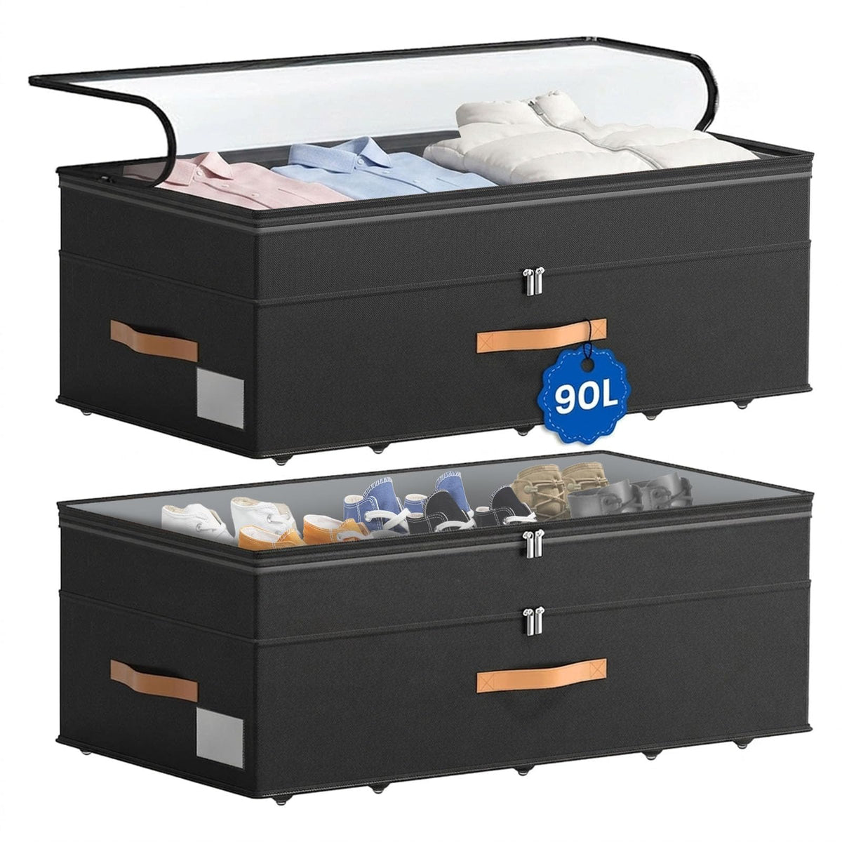90L XXL Under Bed Storage with Wheels, 11'' Height Adjustable - Image 1