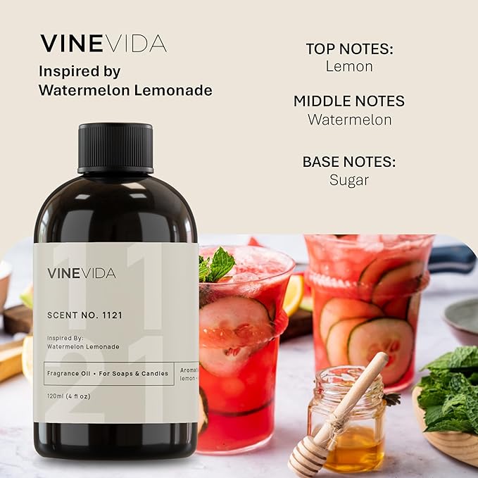 VINEVIDA [4oz] Watermelon Lemonade Fragrance Oil for Candle Making - Scents for Soap Making - Natural Candle Oil Made in USA