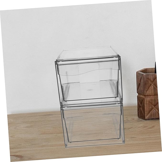 CHILDWEET 2pcs Acrylic Makeup Organizer Stackable Desktop Storage Box for Cosmetics and Items Stylish Vanity Organizer for Bathroom and Bedroom Use