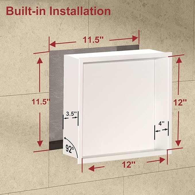 Shower Niche, Stainless Steel Elegant Bathroom Niche, No Tile Needed Recessed Shower Shelf Organizer for Storage