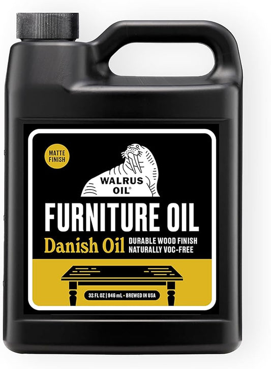 Walrus Oil - Furniture Oil, 100% Natural. Finish, Restore, and Protect Wood. VOC-Free, 32oz Jug