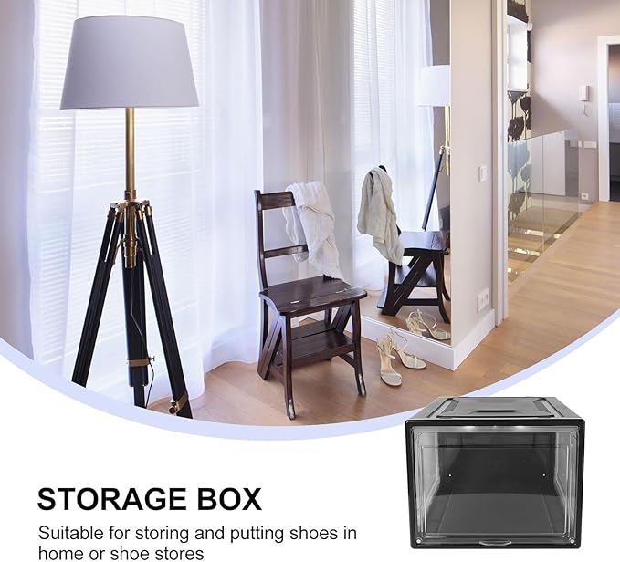 Cabilock Stackable Large Shoe Storage Box with Reinforced Opening Slot Transparent Acrylic Display Case for Household Sneaker Organizer Practical Container for Closet and Home
