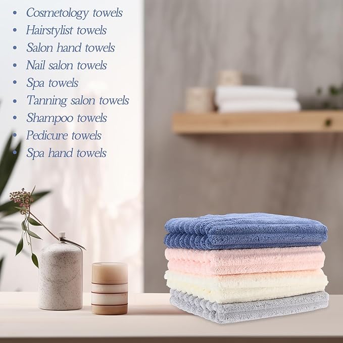 Shimeyao 40 Pack Bleach Proof Towels Microfiber Absorbent Resistant Hair Hand Towels Bulk Quick Dry for Barber Gym Bath Spa Shaving (Morandi Color,Stylish)