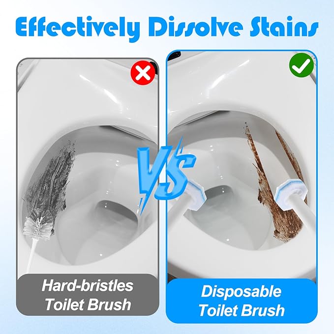 60 Counts Disposable Toilet Wand Refills Compatible with Most Bowl Brush Wand, Toilet Bowl Cleaner Refill Pads, Disposable Bathroom Toilets Brush Scrubber for Deep Cleaning Stain Removal
