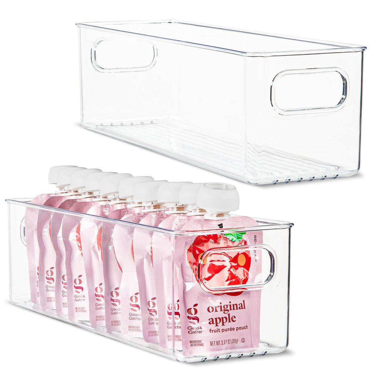Plastic Food Storage 2 Pack Clear Container Bin with Handles - Image 1