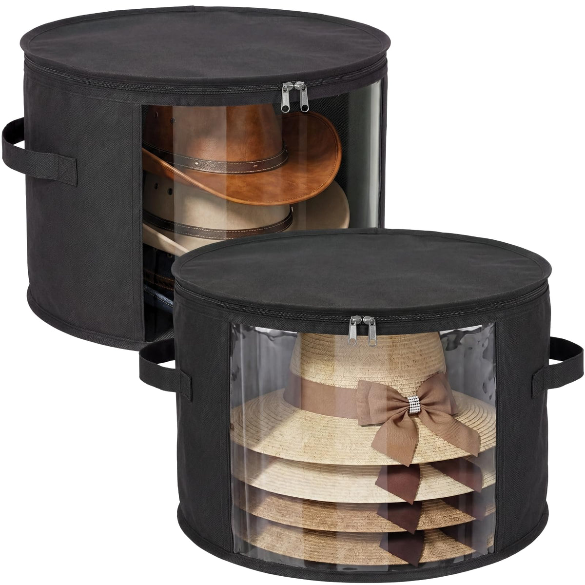 2 Pack Large Clear Hat Storage Boxes, Hold up to 7-9 Hats - Image 1