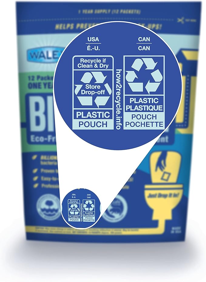 Walex Bio-Active Home Septic Tank Treatment-Strong Digestive Power with Beneficial Bacteria & Enzymes for Liquefying Solids & Breaking Down Waste,Odor Neutralizer -1 Year Supply,12 Counts(Pack of 12)