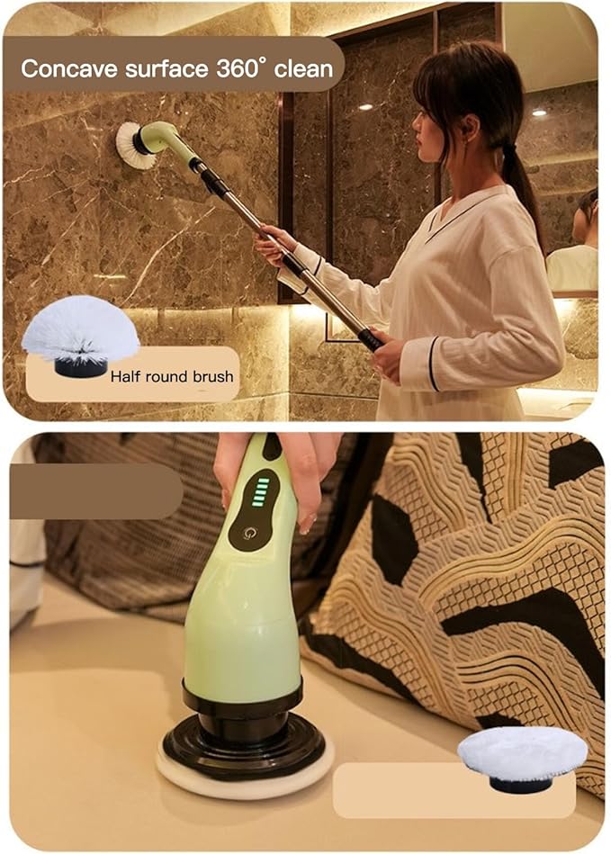 Electric Spin Scrubber, Waterproofing Cordless Cleanings Brush Scrubber for Home, 9 Replaceable Brush Heads for Bathroom Shower Bathtub Glass Car for Bathtub Window
