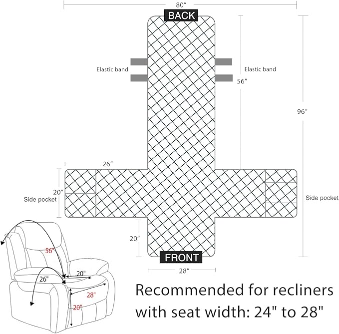 Velvet Recliner Covers Non Slip Waterproof Large Recliner Chair Covers for Leather Chairs Reversible Recliner Sofa Cover for Living Room Recliner Furniture Protectors Covers for Dog Pets Beige 28"