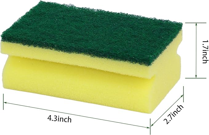Sponges, Eco Non-Scratch Scrub Pads, Dish Scrubber for Cleaning Kitchen and Dish Cleaning,12 Scrubbing Sponges+ Draining Rack