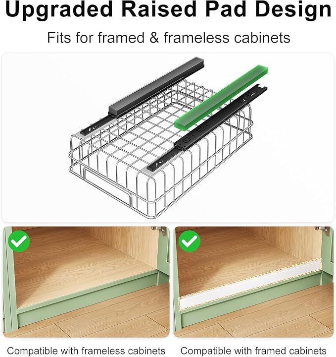 Pull-Out Cabinet Organizer — Stainless Steel, 4-Pack
