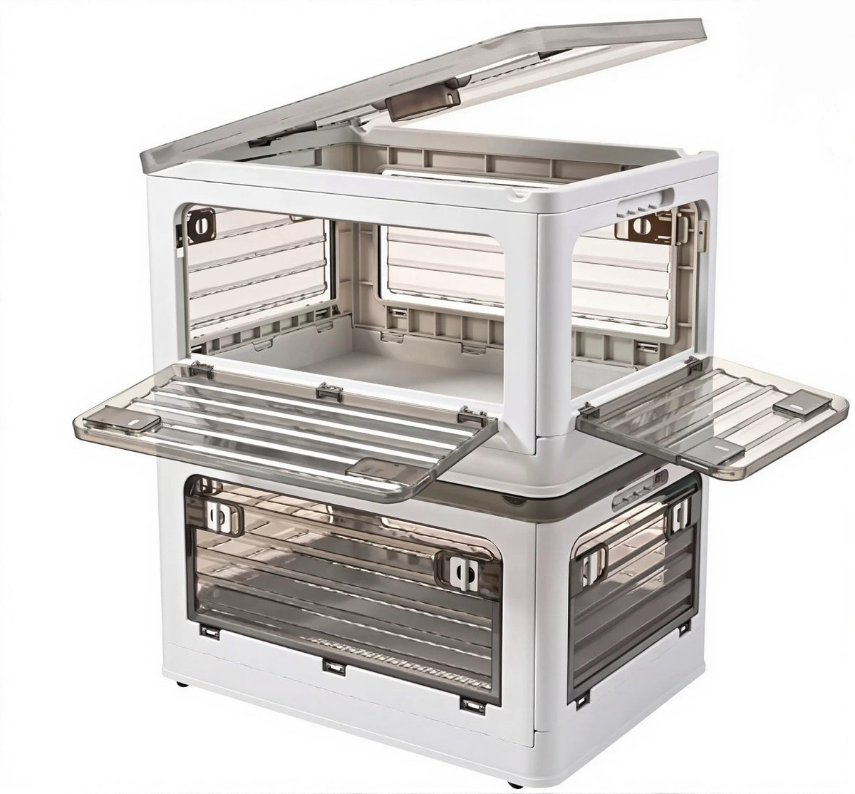 32Qt Plastic Storage Bins With Lid, Collapsible With Wheels - Image 1