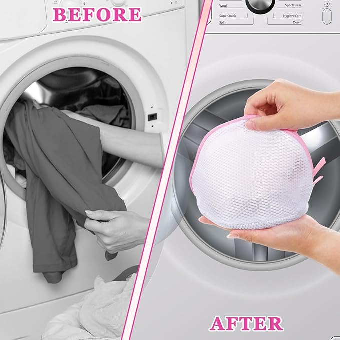 2PCS Bra Washing Bags for Laundry, Mesh Wash Bag for Bras with Zipper Lingerie Brassiere Wash Bags for Women Underwear Storage Bag for Washing Delicates