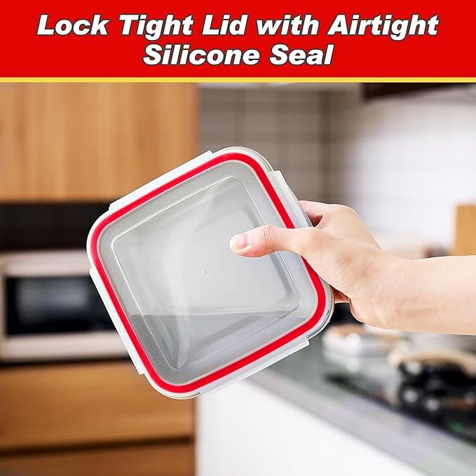 4 Pack Stainless Steel Sandwich Containers with Lids 25.4 oz Metal Food Container for Lunch Boxes with Airtight Silicone Seal for Sandwiches and Snacks(Red)