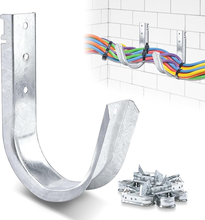 SIHAI 10-Packs 4” Inch J-Hooks, UL Certified Heavy-Duty Cable Support Hooks for Hanging CAT6/6A, Fiber Cable Management and Low Voltage Wiring
