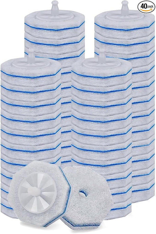 Disposable Toilet Bowl Wand Refills, Toilet Brush Head Pads Compatible with Most Disposable Cleaning Refills Upgraded Bathroom Blue Cleaning Scrubbers Wand Heads - 40 Pcs