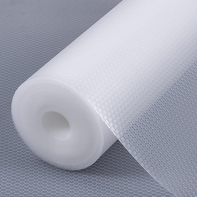 Shelf Liners for Kitchen Cabinet Refrigerator Liners Waterproof Kitchen Cupboard Liner Drawer Mats EVA Material Non Adhesive Fridge Mats for Shelves Clear 23.6 x 157.4 Inches