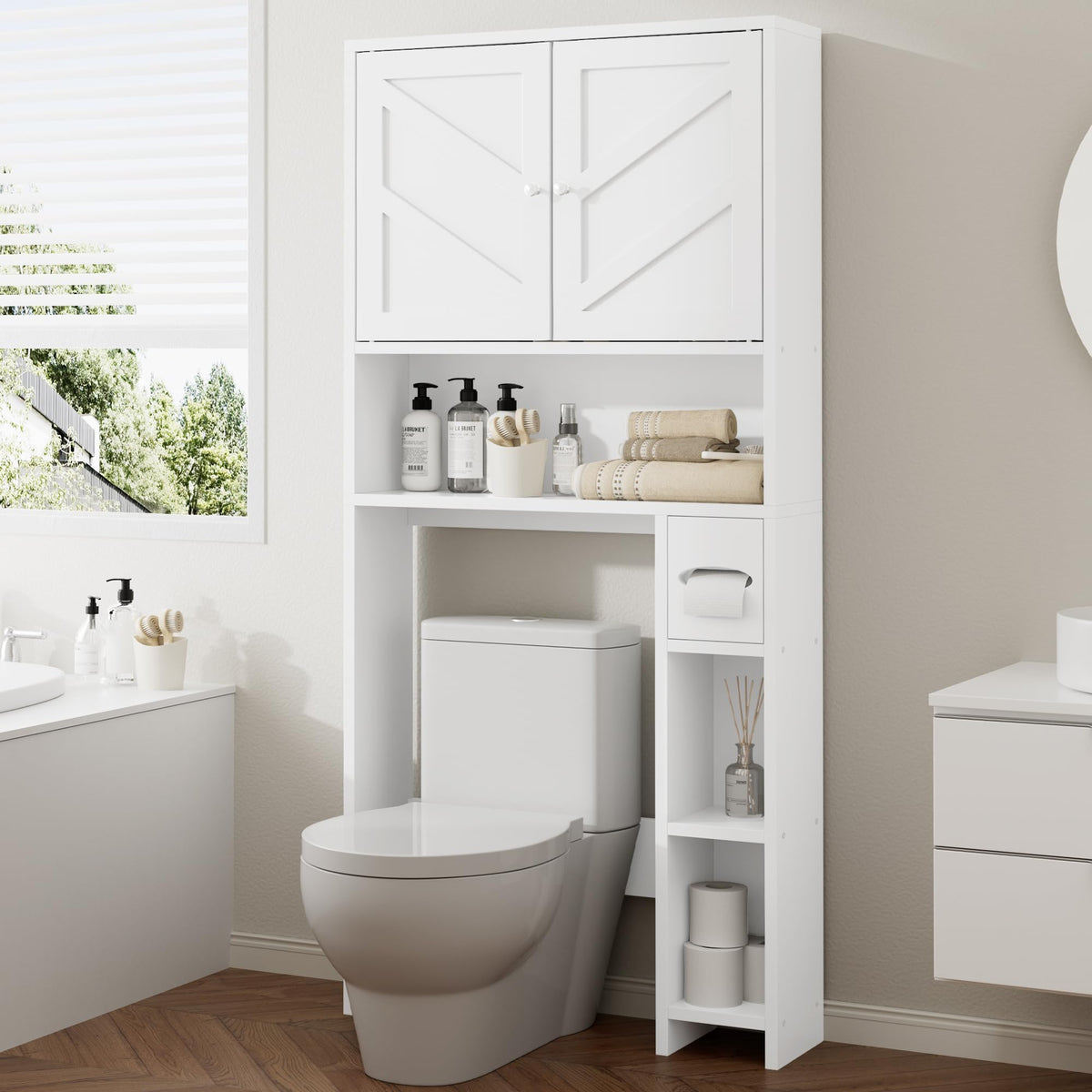 Bathroom Storage Cabinet Over Toilet with Toilet Paper - Image 1