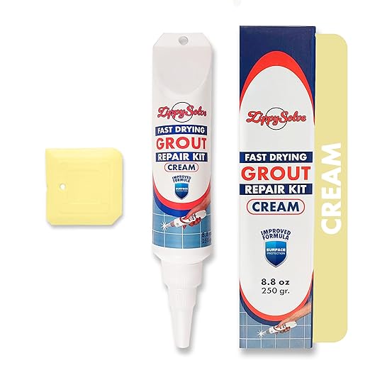 Tile Grout, Repair Kit, Restore & Renew Tile Joints Line, Fast Drying Tile Grout Paint Squeeze Tube for Bathroom Shower Kitchen Floor, Waterproof (8.8 oz, Cream)