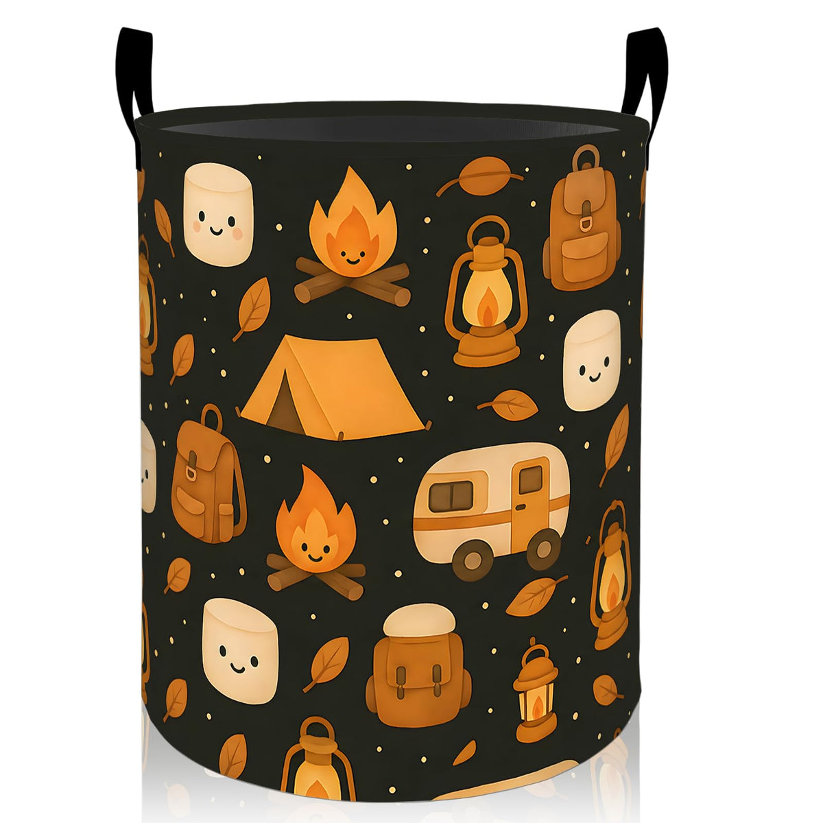 Camping Laundry Basket, Cute Campfire Foldable Oxford Cloth - Image 1