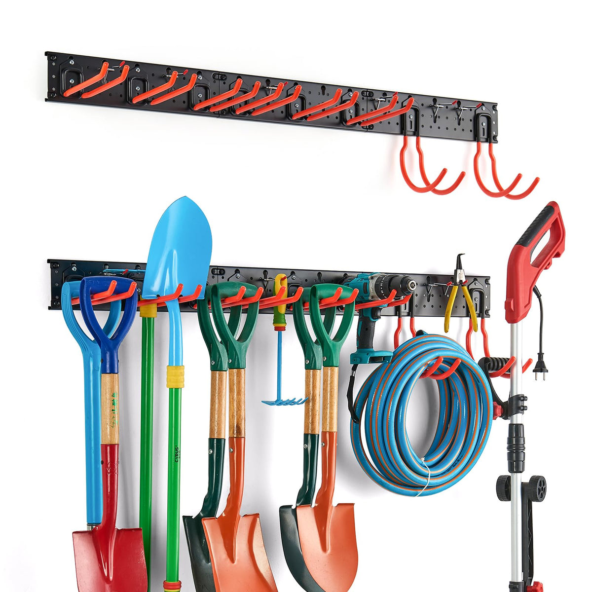 Multi-Storage Garage Hooks, Wall-Mounted Garden Tool Organizer - Image 1