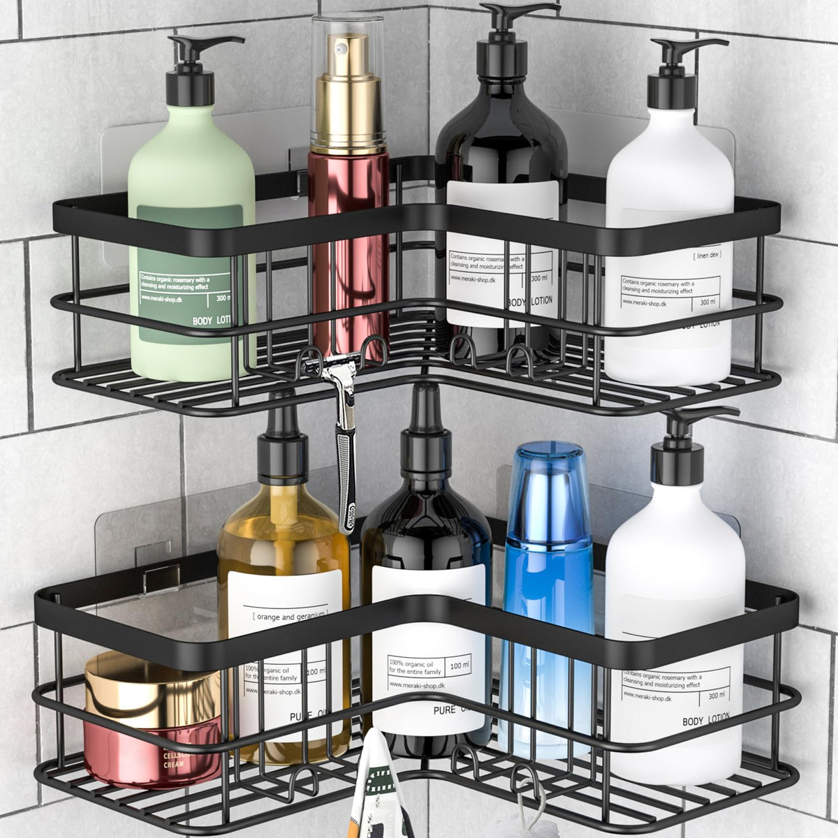 Corner Shower Caddy, Adhesive Shower Shelves No Drilling [2-Pack] - Image 1