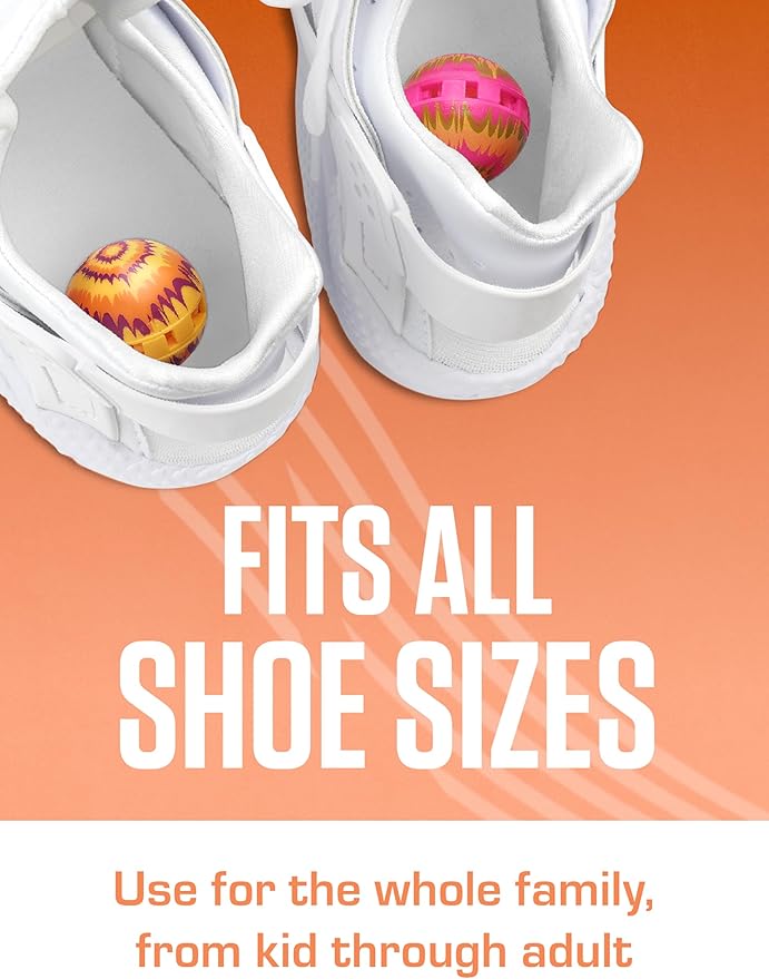 Sneaker Ball Shoe Odor Eliminator & Remover - Fresh, Clean Scent Blocks Odors - Twist-to-Activate - Compact & Durable - Fun, Colorful Designs - Ideal for Shoes, Gym Bags, Lockers, Golf, 6 Pack