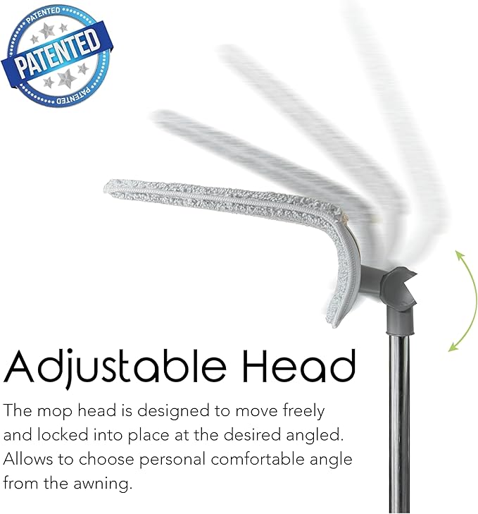 Easy Squeegee Customized Professional RV and Home Awning mop Rotating and Lockable Head, extendable Pole with Dual Sided mop pad, Reusable Awning mop pad, Machine Washable
