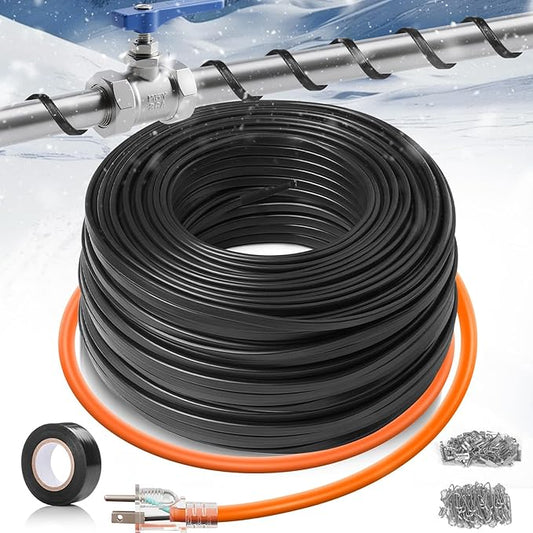 150FT（3FT-200FT） Pipe Heating Cable for Pipe Freeze Protection, Heat Cable for Water Pipes(Metal and Plastic), Pipe Heat Tape Keeps Water Flowing at -40°F 5w/ft, 120V Plumbing fixture