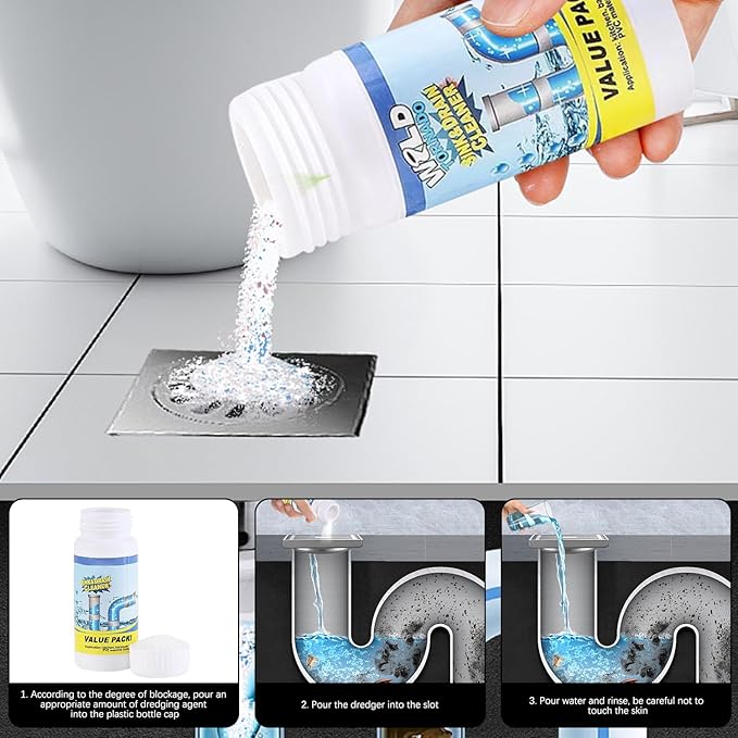 2PCS Wild Tornado Pipe Dredge, Wild Tornado Sink and Drain Cleaner, Drain Cleaner Powder for Kitchen Toilet Pipeline Quick Cleaning Tool (2, A)