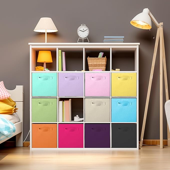 ShellKingdom Storage Bins, Foldable Fabric Storage Cubes And Cloth Organizer Drawer For Closet And Toys, 13 X 13 X 13 INCH, 6 Pack (Mint Green)