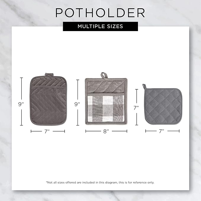 DII 100% Cotton Solid Chambray Kitchen Set, Potholders, Natural, 2 Piece