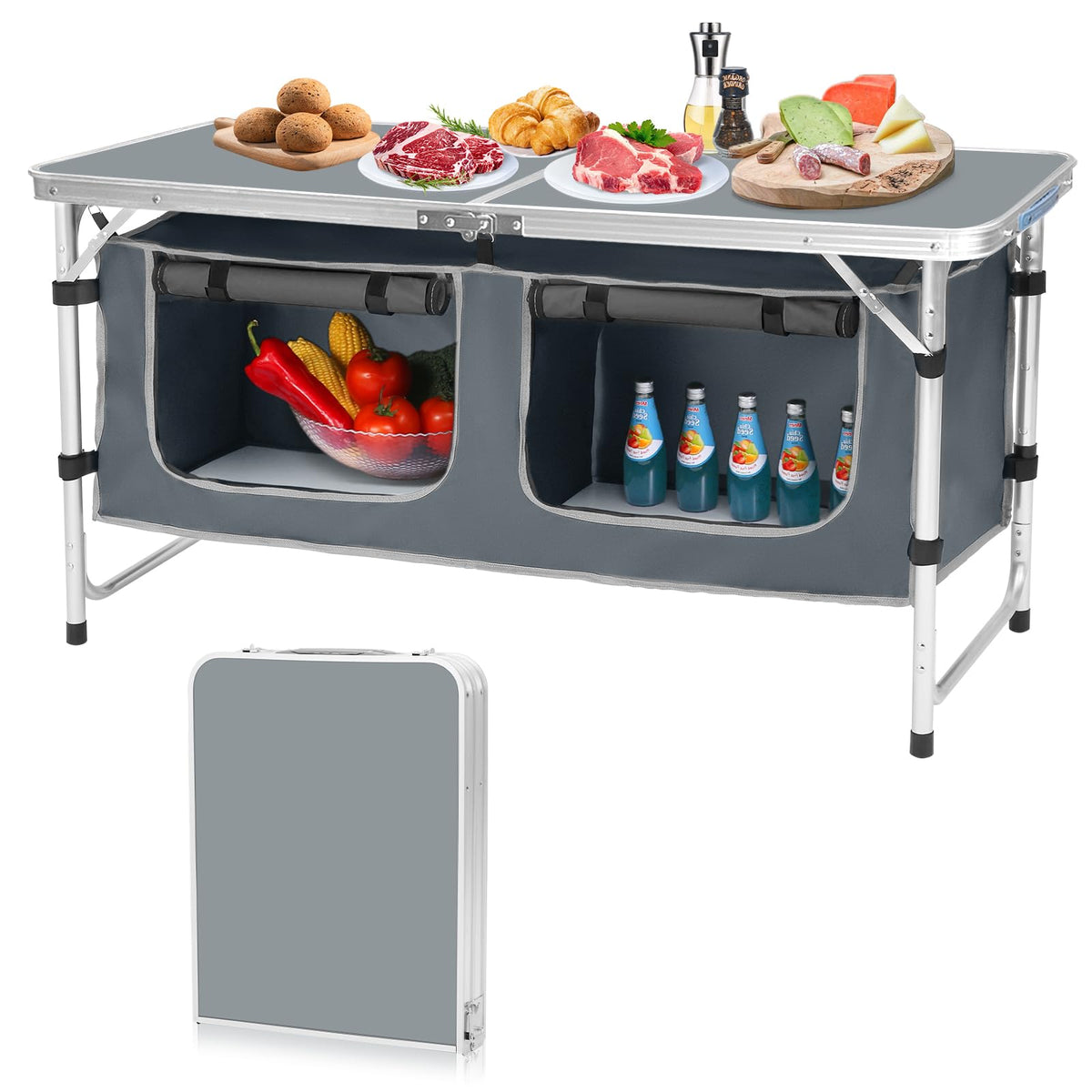 CampLand Folding Camping Table with Storage Organizer - Image 1