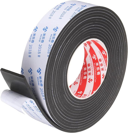 PATIKIL Sponge Rubber Foam Tape, 1 9/16" W x 1/8" t x 16.4ft l Self-Adhesive Foam Insulation Tape Weather Stripping for Window Door Soundproofing Weatherstrip AC Seal Strip, Black
