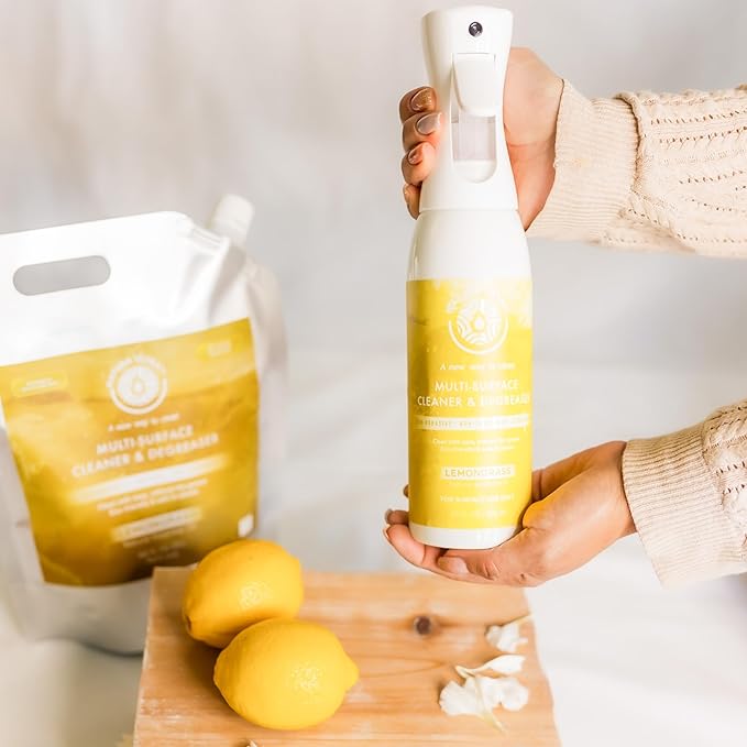 Multi-Surface Cleaner & Degreaser - Home and Kitchen degreasing, Spray for Glass, Countertops, Appliances, and Floors - Eco-Friendly Effective Cleaner & Degreaser (Lemongrass)