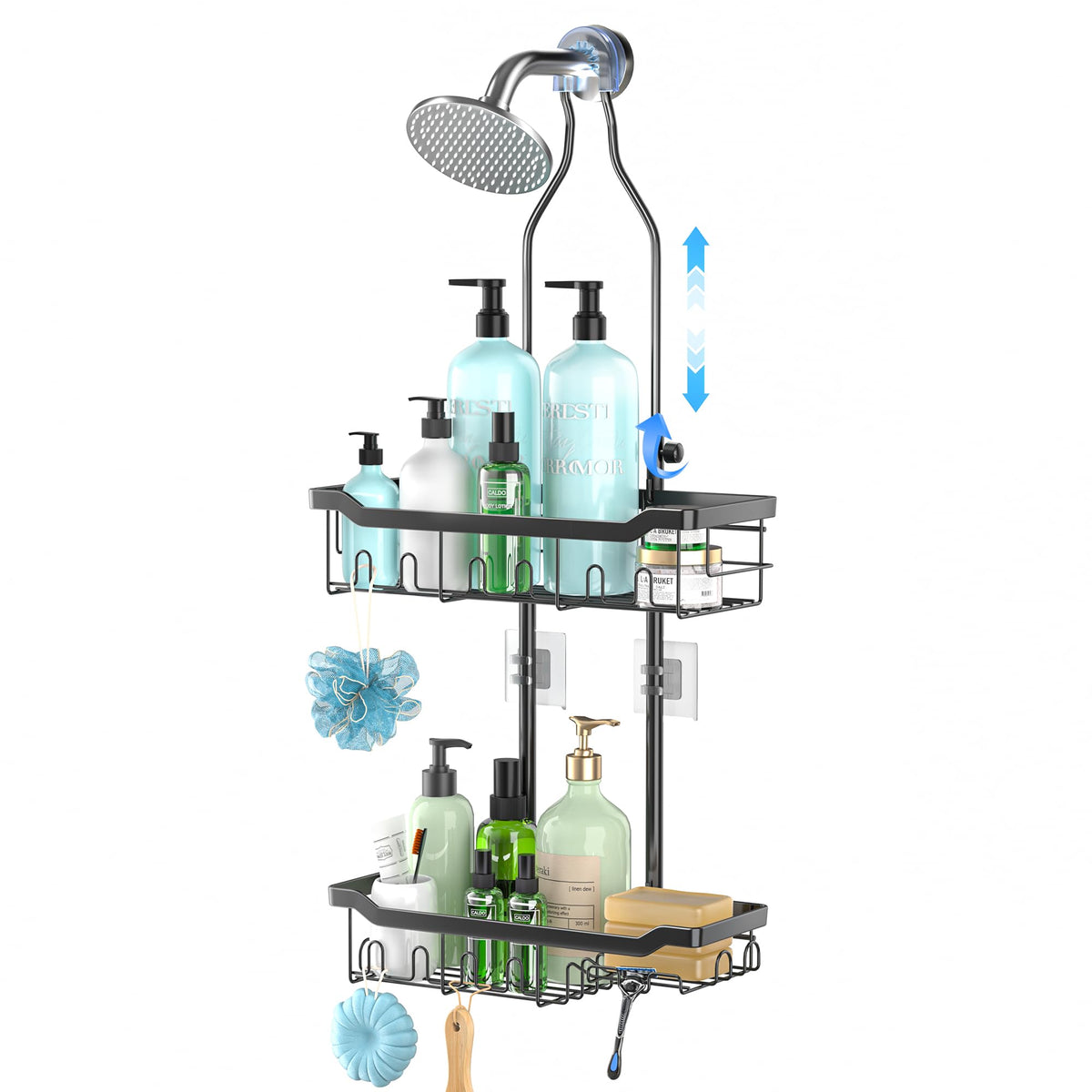 Adjustable Shower Caddy Hanging Rustproof: Tool-free Height - Image 1