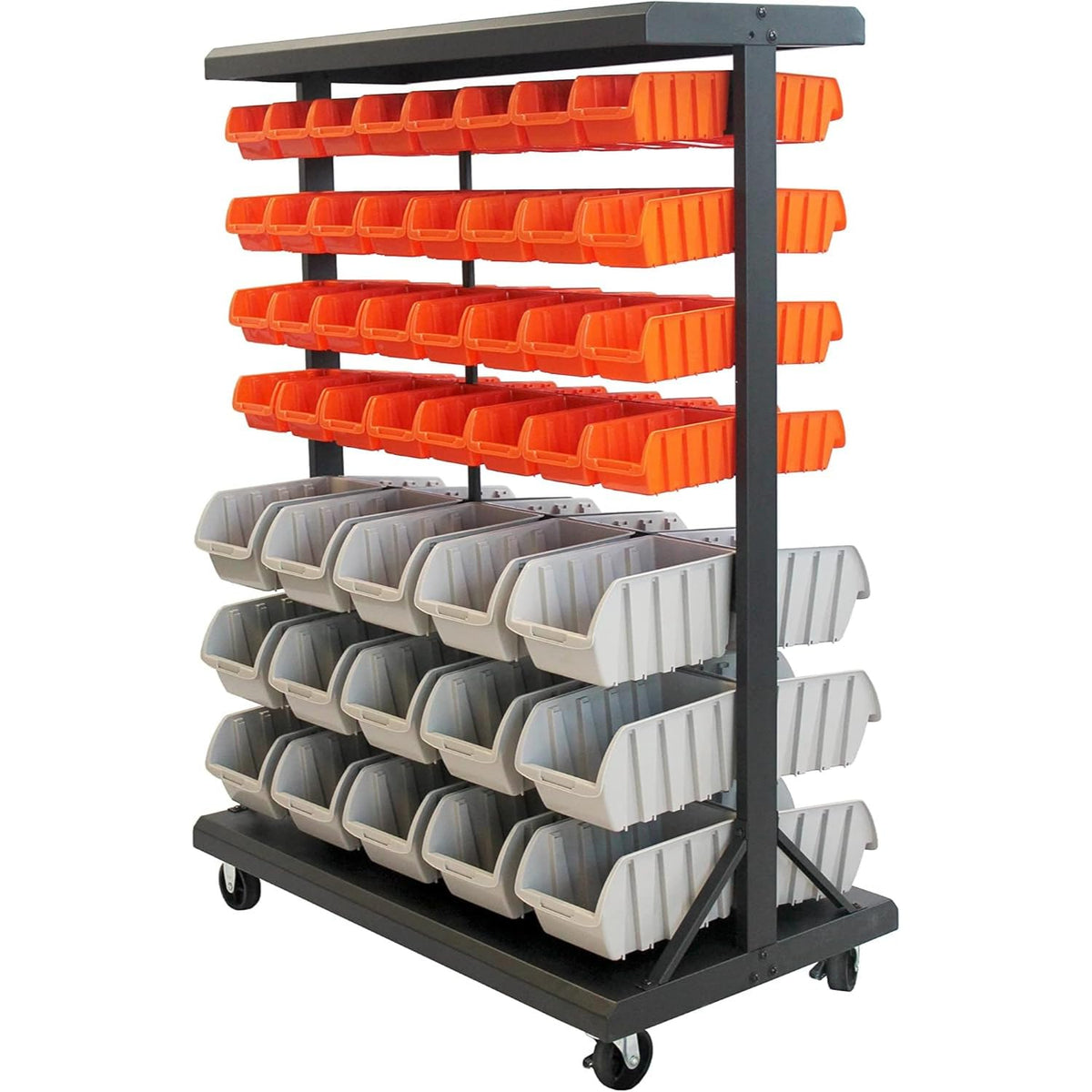 TRINITY 7-Tier Dual-Sided Rolling Storage Bin Rack & | All Products - Image 1
