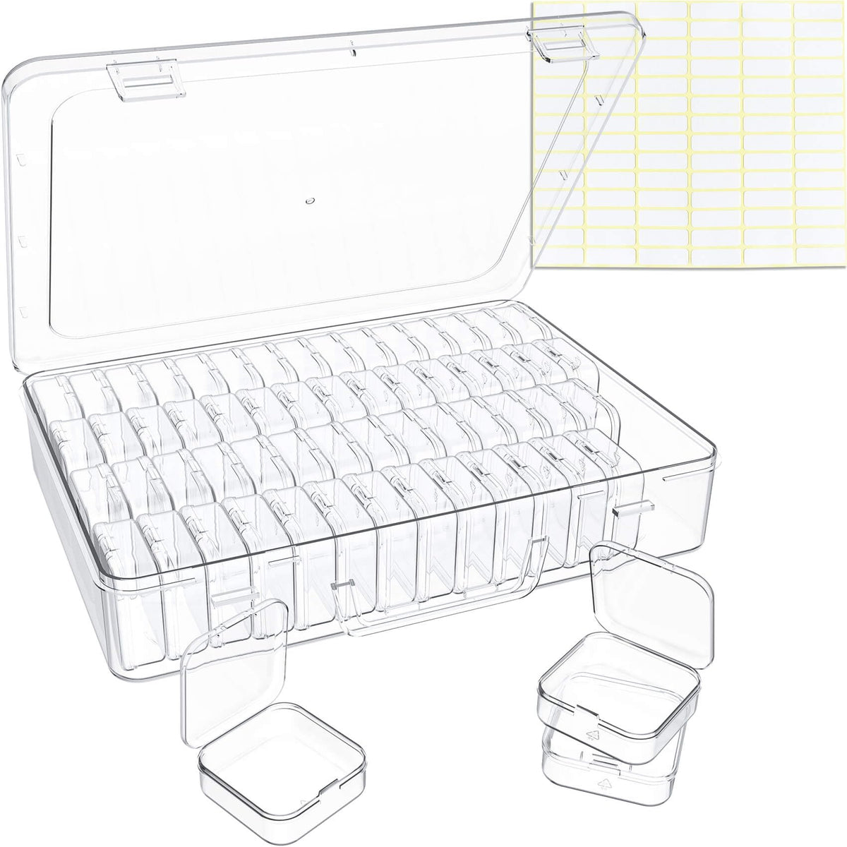 Bead Organizer Box, 60 Pack Small Clear Storage Boxes with Labels - Image 1