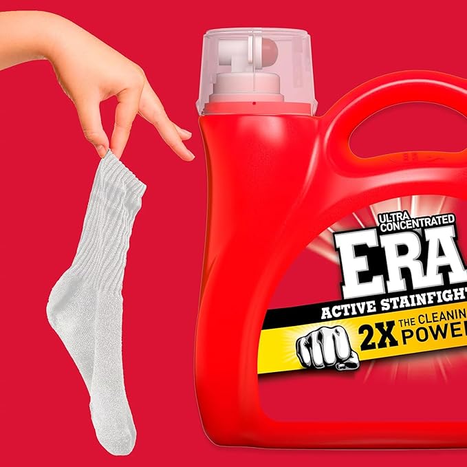 Era 2X Ultra Active Stainfighter Formula Liquid Laundry Detergent 154 fl oz, 107 Loads Stain Fighter Laundry Detergent for Deep Stain Removal Tough on Stains Fighter High Efficiency
