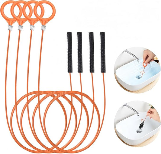 32 Inch Snake Hair Drain Clog Remover, Anti-Break Metal with Nylon Coating Drain Hair Removal Tool, Long Flexible Augers Cleaning Tools for Shower, Kitchen Bathtub, Bathroom, Toilet