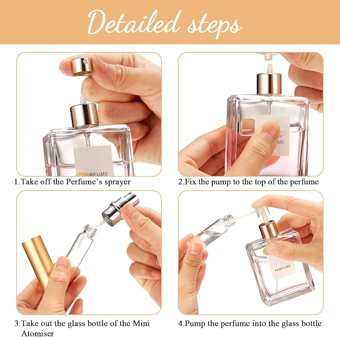 Zonon 56 Pieces 10ml Refillable Perfume Atomizer Mini Refillable Spray Perfume Bottle Portable with 56 Pieces Refill Pump Dispenser Pump Transfer Tool for Outgoing Valentine's Day(Colorful)