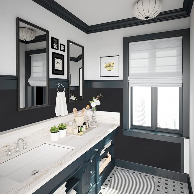 Black Contact Paper - 15.7 x 98 Inch Peel and Stick Wallpaper, Matte Black Wallpaper, Self Adhesive and Removable Decorative Contact Paper for Cabinets,Stand Liner, Table and Door Makeover Decor