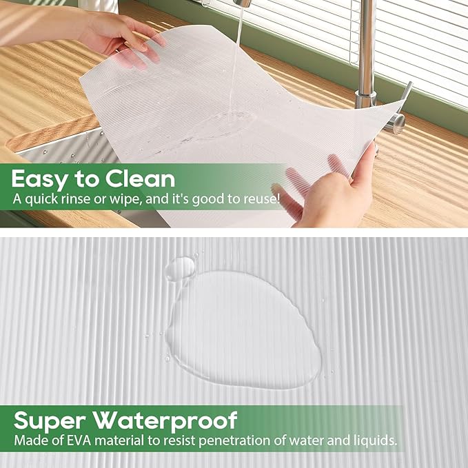 Anoak Shelf Liner Cabinet Liner, Non Adhesive Drawer Liner, Washable 16 Inch x 20 FT x 2Rolls Waterproof Durable Non-Slip Shelf Liners for Kitchen, Drawer, Refrigerator