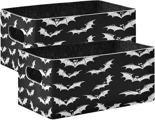 Kcldeci Halloween Bats Storage Bins Baskets for Organizing, Sturdy Storage Basket Foldable Storage Baskets for Shelves Closet Nursery Toy